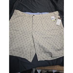 Tasso Elba Island Shorts Linen Cotton Beige Fleur de Lis Beach Resort Preppy 44